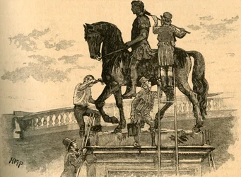 Maling av statuen av kong Vilhelm III svart, Dublin, Irland, 1821, ca. 1890