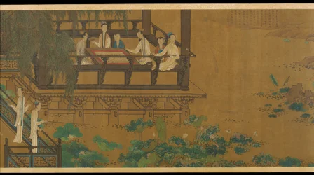 Palace Ladies by a Lotus Pond, 1700-tallet.