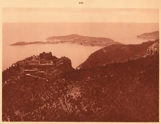Panorama og Cap Ferrat sett fra Grande Corniche, Eze, 1930.