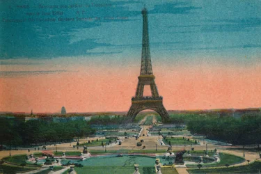 Panorama over Jardins du Trocadéro og Eiffeltårnet, Paris, c1920