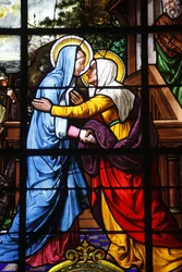 Paris, Frankrike Saint Laurent-kirken farget glass: Visitation, Paris, Frankrike