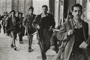 Partisaner i Cesena, Emilia Romagna, Italia, oktober 1944 (b / e-bilde)