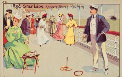 Peg går om bord på et Red Star Line passasjerskip, 1907.