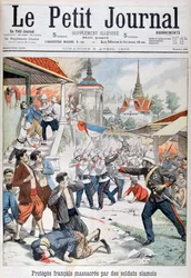 Folk under fransk beskyttelse massakrert av siamesiske soldater, Siam, 1903