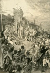 Eremitten Peter som forkynner det første korstoget, 1095-1099, 1890.
