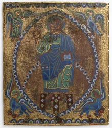 Plakett av Kristus i Majestet, fransk, 1100-1200-tallet.