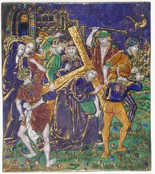 Plakett med Kristus bærende kors, fransk, 1500-tallet.