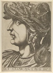 Plate 2: Octavian i profil til venstre, fra 