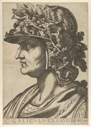 Plate 4: Caius i profil vendt mot venstre, fra 'The Twelve Caesars', 1610-40.