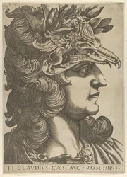 Plate 5: Tiberius Claudius i profil til høyre, fra 
