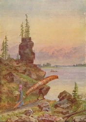 Portage and Birch-Bark Canoe, 1924