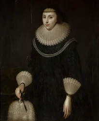Portrett av en dame med vifte, 1600-1650.