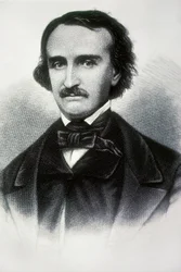 Portrett av Edgar Allan Poe (1809-1849), amerikansk forfatter. Gravering av 1800-tallet.