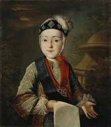 Portrett av storhertug Pavel Petrovich 1754-1801 som barn, midten av det 18. århundre.