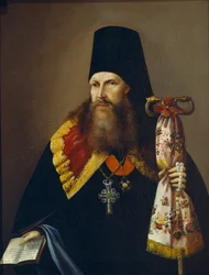Portrett av Varlaam Denisov, erkebiskop av Ural 1804-1873, midten av det 19. århundre.