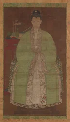 Portrett av en kvinne i grønt, muligens Ming-dynastiet, 1600-tallet.
