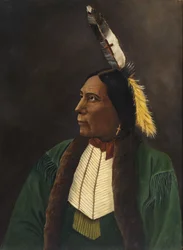 Portrett av en amerikansk indianer, ca. 1900.