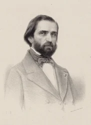 Portrett av komponisten Giuseppe Verdi 1813-1901, ca. 1850.