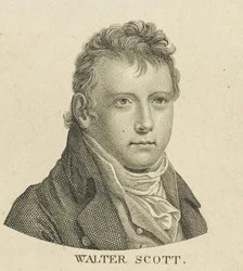 Portrett av den historiske romanforfatteren og poeten Sir Walter Scott 1771-1832, ca. 1800.