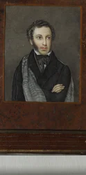 Portrett av poeten Alexander Sergeyevich Pushkin 1799-1837, første kvartal av 1800-tallet.