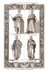 Portretter og kjoler av The Kings of England med våpenskjold, 1784