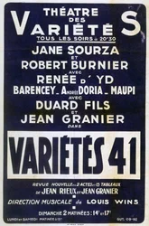 Plakatreklame Variétés 41 varieté, Frankrike, 1941