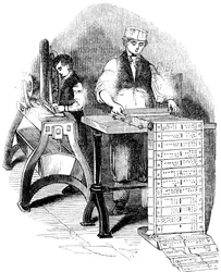 Forbereder hullkort for en Jacquard-vevstol, 1844
