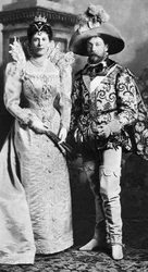 Prins George og Mary av Teck i fancy kjole, Devonshire House Ball, 1897