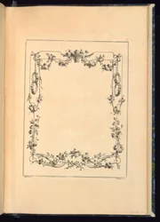 Print, Pl. 6 av 18. bok med karteller og trofeer av verket til Ranson fra Works som inneholder en samling trofeer, attributter, kartonger, vaser, blomster, ornamenter og flere hyggelige design for brodering av lenestoler; komponert og designet av Ranson