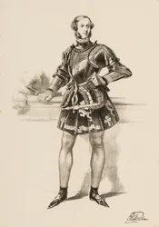 Trykk av William 2. jarl av Craven i kostyme båret ved Eglinton-turneringen 1839.