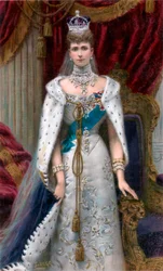 Dronning Alexandra i full kroningsdrakt, 1902