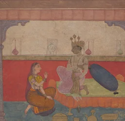 Radha snakker med Krishna: Side fra Boston Recreational Lovers ೧೬೧೦.