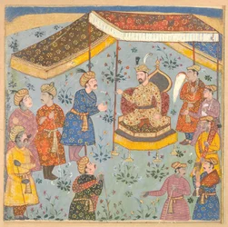 Mottakelse av en persisk ambassadør av en Mughal-prins, tidlig på 1600-tallet.