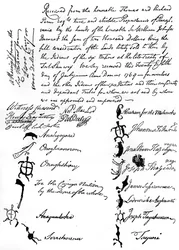 Redusert faksimile av en traktat mellom de britiske og indianerstammene, 1769, c1880