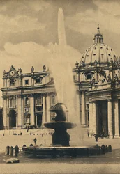 Roma - St. Petersplassen. Fontene og fasade av Carlo Maderno. Kuppel av Michelangelo, 1910