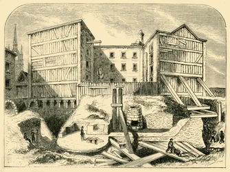 Romerske levninger funnet i Billingsgate, c1872.