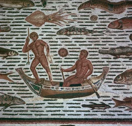 Romersk mosaikk av menn som fisker, 2. århundre