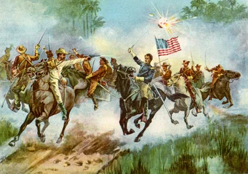 Rough Riders stemplet en spansk utpost, Cuba, spansk-amerikansk krig, 1898
