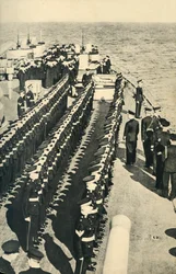 Royal Marines stilte opp på parade om bord på et skip, andre verdenskrig, c1939-c1943 1944.
