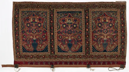 Kongelig rundt telt laget for Muhammad Shah veggpanel med tre paneler C, 1834-1848.
