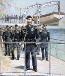 Russisk admiral Avellan om bord på krysseren keiser Nicholas I, 1893