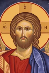 Saint-Antoine-le-Grand ortodokse kloster. Ikon av Kristus Pentocrator, Saint-Laurent-en-Royans, Frankrike