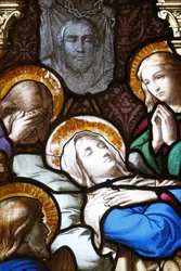 Saint-Corentin (Saint Corentin) katedral, Quimper Glassmaleri: Dormition, Quimper, Frankrike
