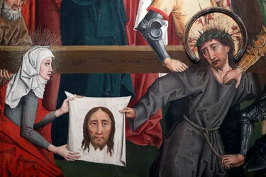 Saint-Pierre le Vieux katolske kirke, Kristus i hans lidenskap, Veronicas slør, Maleri av Henri Lutzelman 1400-tallet, Strasbourg, Frankrike (bilde)