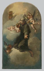 Saint Anthony på en sky omgitt av engler