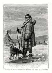 Samoyede reiser på snøsko, Russland, 1877