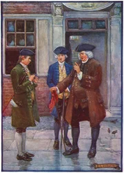 Samuel Johnson, engelsk mann av bokstaver, snakker med Oliver Goldsmith, engelsk forfatter, c1755-1774