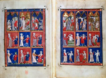 Scener fra Kristi liv, og leger med pasienter, c1300