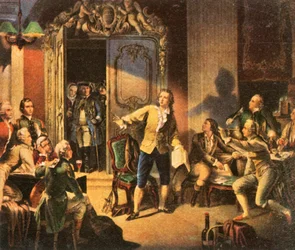 Schiller leser sitt første skuespill, Die Räuber The Robbers, 1936.