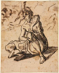 Sittende figur, 1600-tallet.